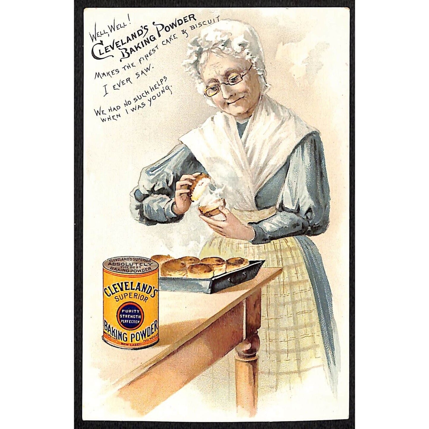 Cleveland's Baking Powder Victorian Trade Card Funny "Cooking a Husband"