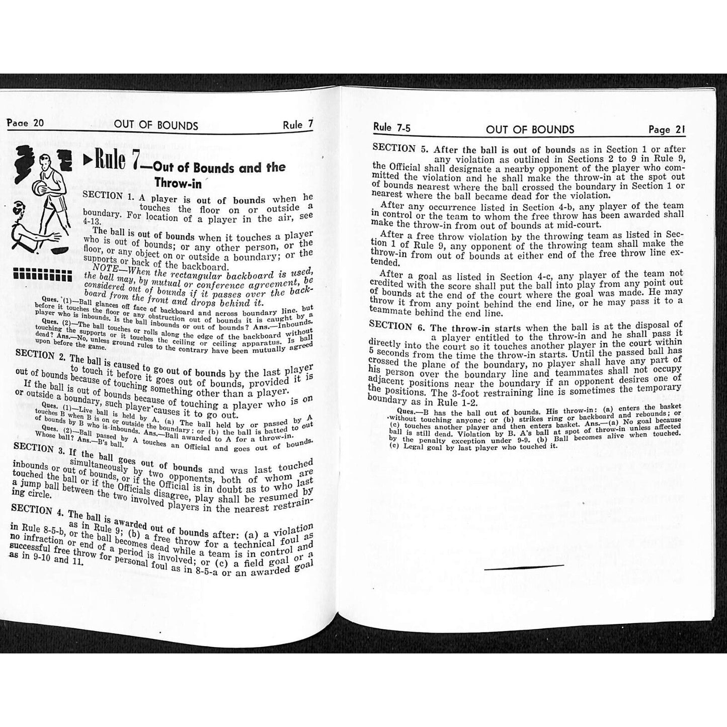 State High School Assoc. "Basketball Rules 1954 - 1955" 1950's Booklet 64pp VGC