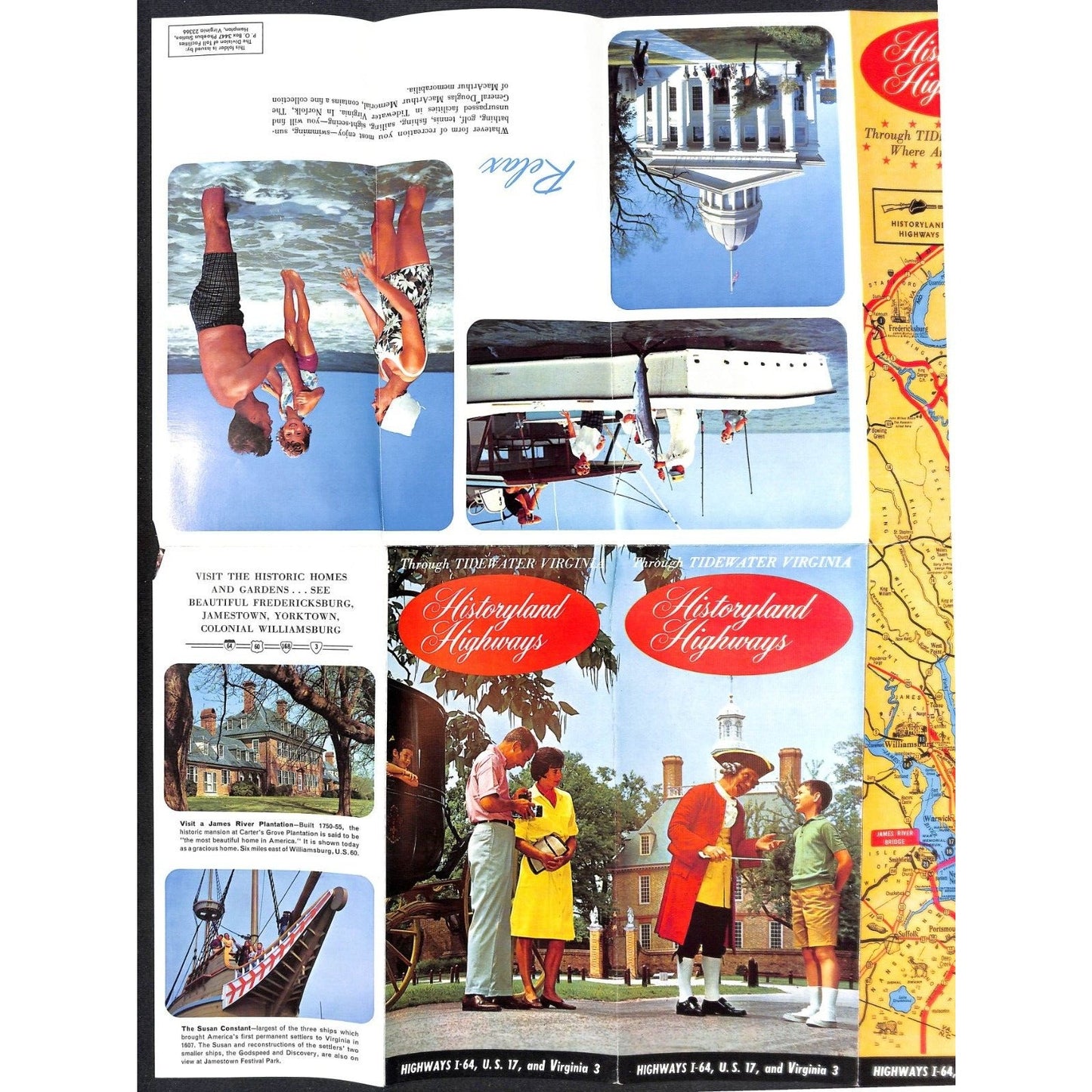 Historyland Highways Through Tidewater Virginia c1970 Travel Brochure w/ Map VGC