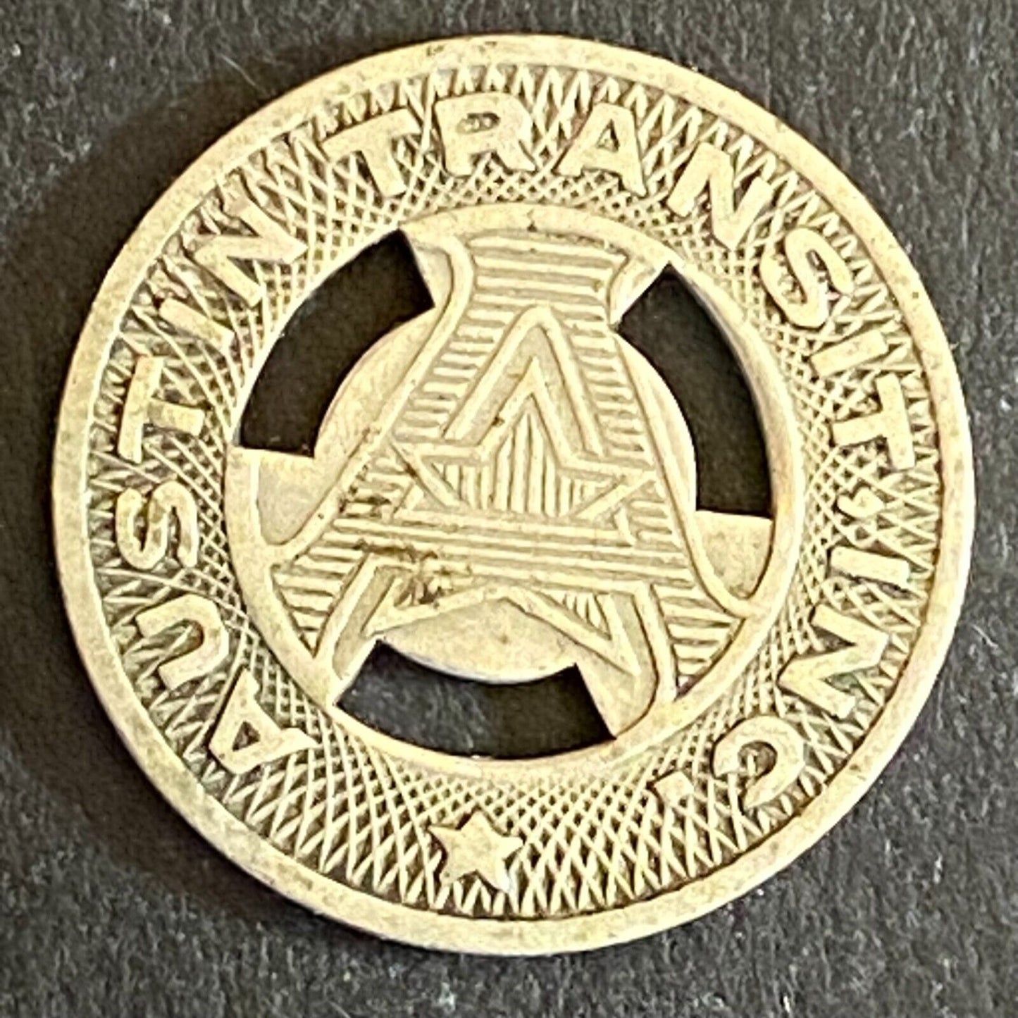 Austin Transit Co. G/F One Full Fare Transit Token 16mm (#3)