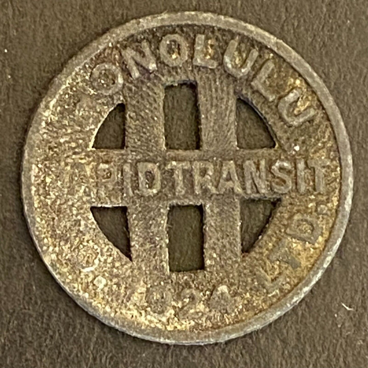 Honolulu Rapid Transit 1924 G/F One Full Fare Transit Token Zinc 16mm (#1)