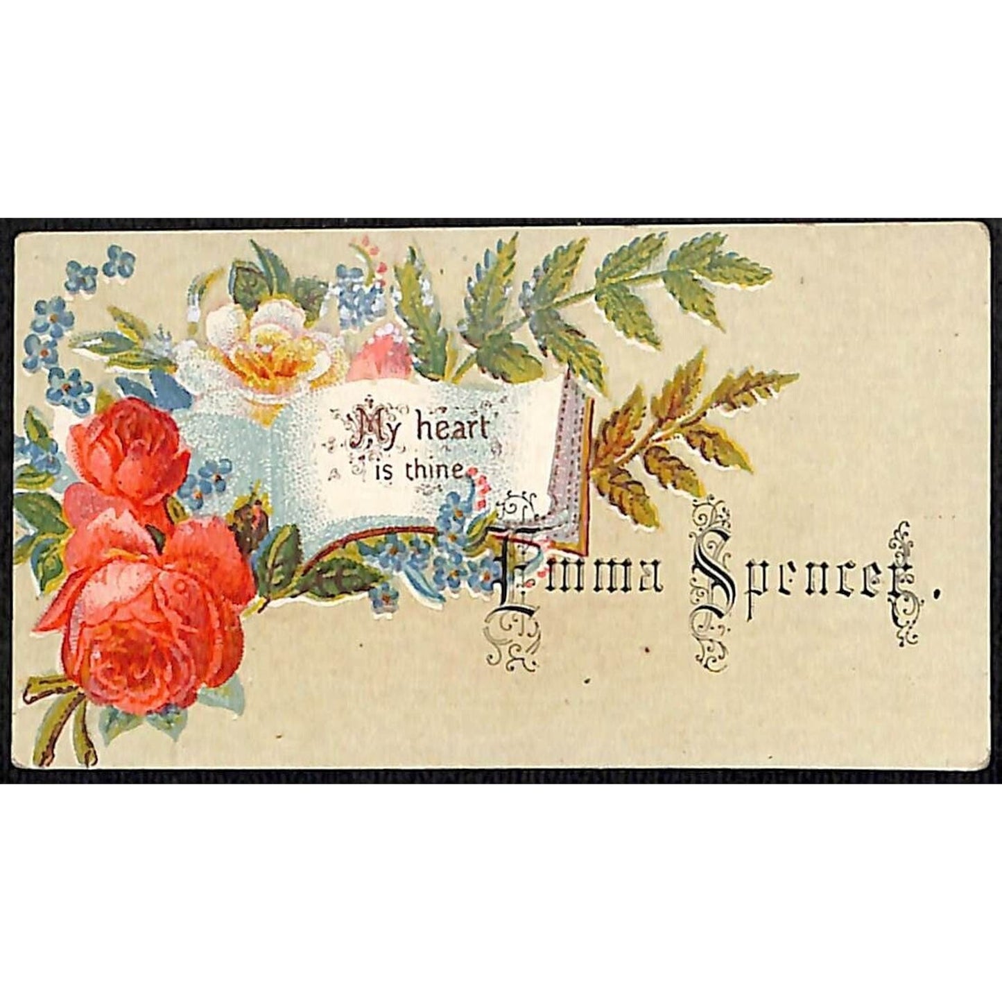 "Emma Spencer" Victorian Calling Greeting Card - Floral "My Heart is Thine"