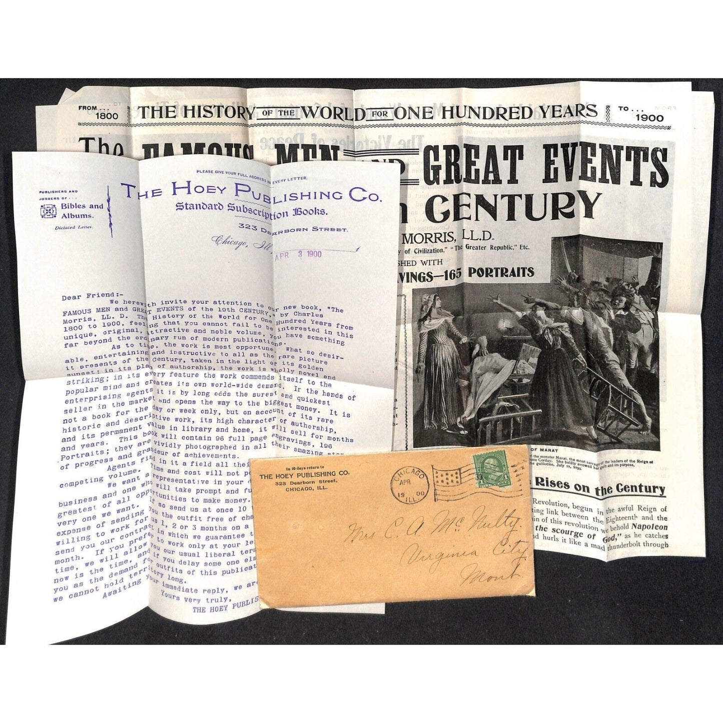 1900 Hoey Publishing Chicago "History of the World One Hundred Years" Sheet ++