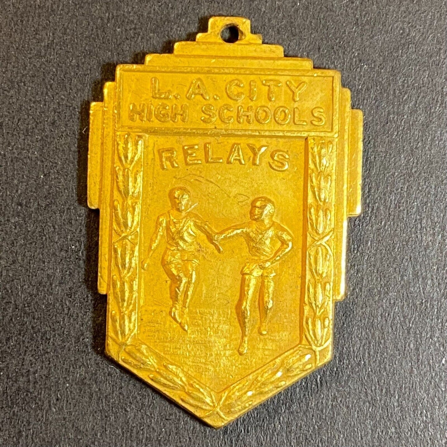 L.A. City High Schools Relays Award Medal 23 x 36mm 11g c1935-40's Los Angeles