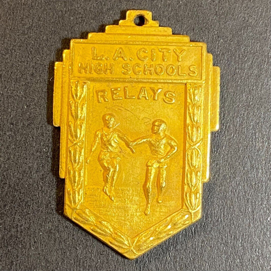 L.A. City High Schools Relays Award Medal 23 x 36mm 11g c1935-40's Los Angeles