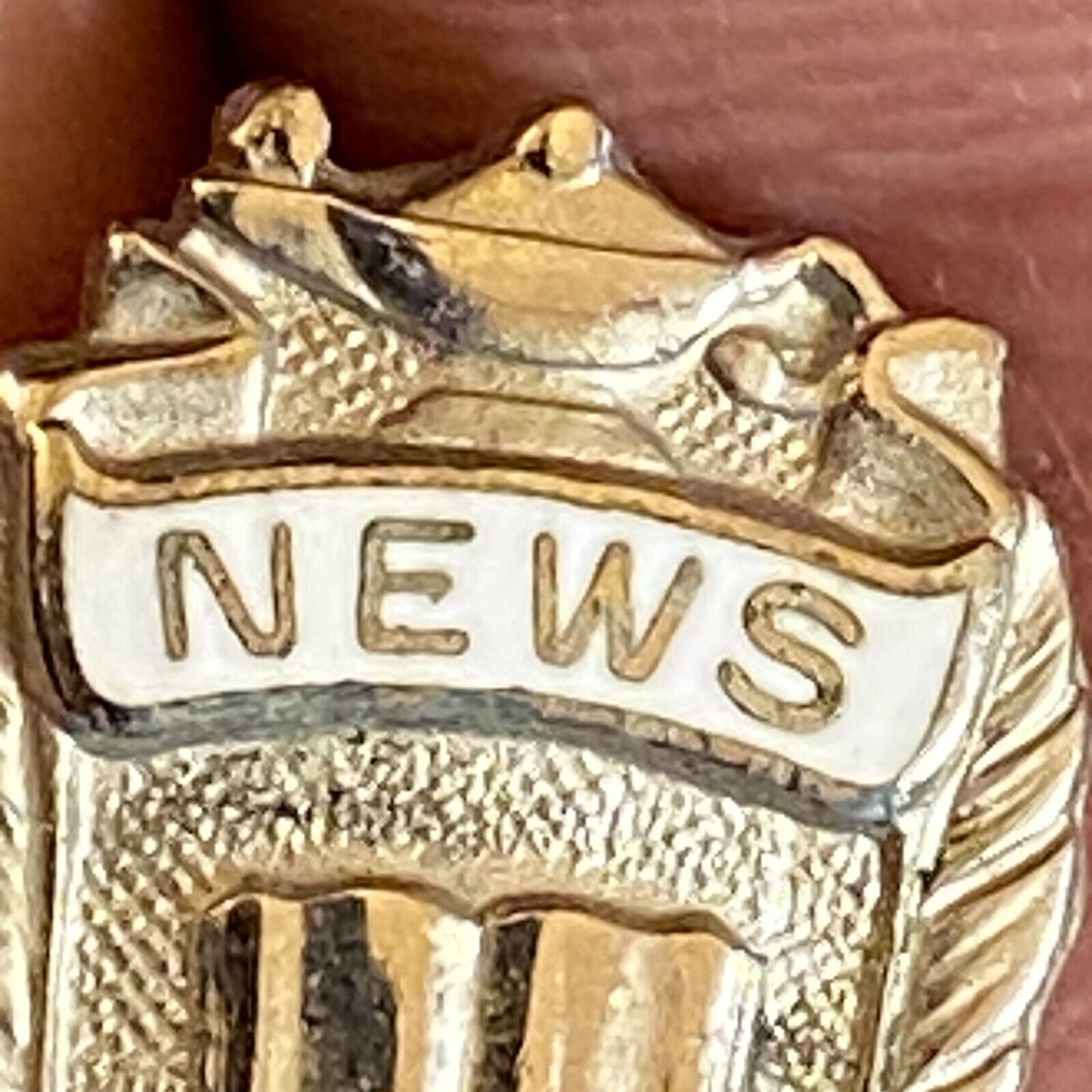 "News Staff" Color Enameled Lapel Pin - Marked Sterling 16mm