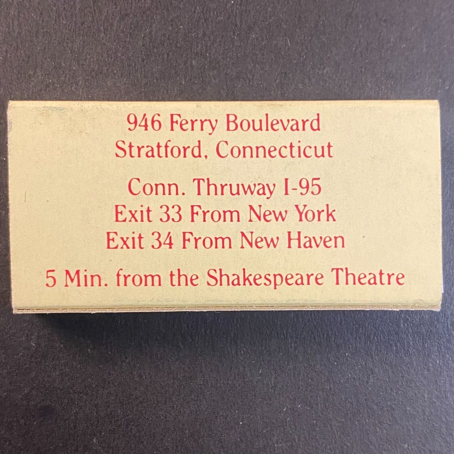 Fagan's on the River Stratford, CT Restaurant San Francisco Matchbox VGC Scarce