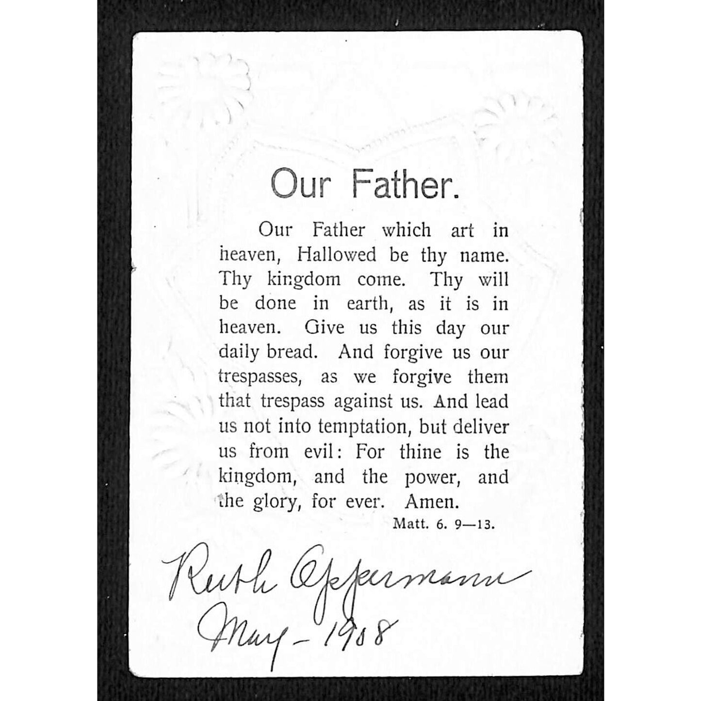1908 Palms 81, 10 "I am the Lord they God..." Holy Card Embossed / Gilt