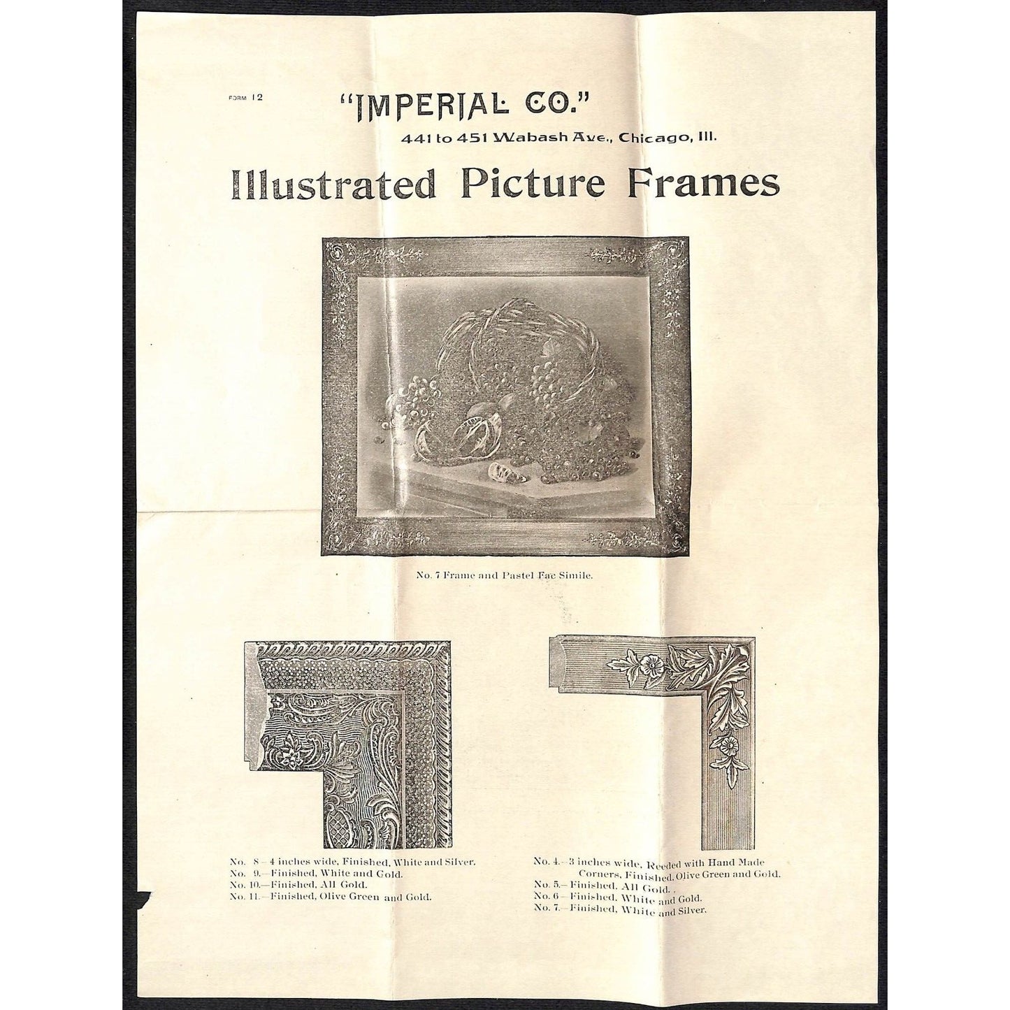 Imperial Portrait Co. Chicago 1897 Letterhead, Frame Brochure Return Envelopes