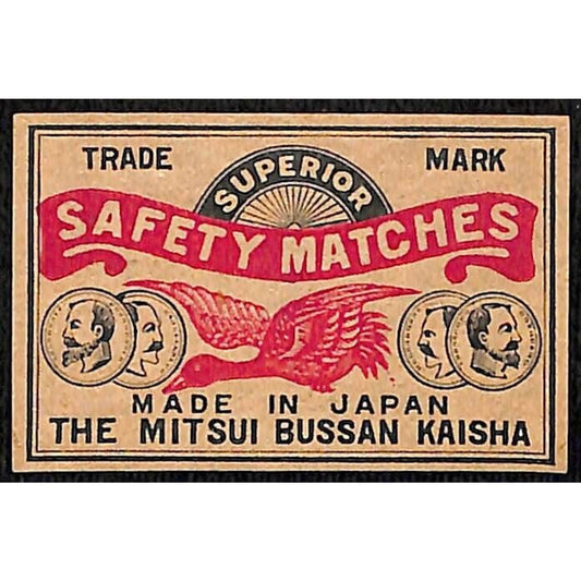 Goose Mitsi Bussan Kaisha Made in Japan c1900-1920's Matchbox Label VGC