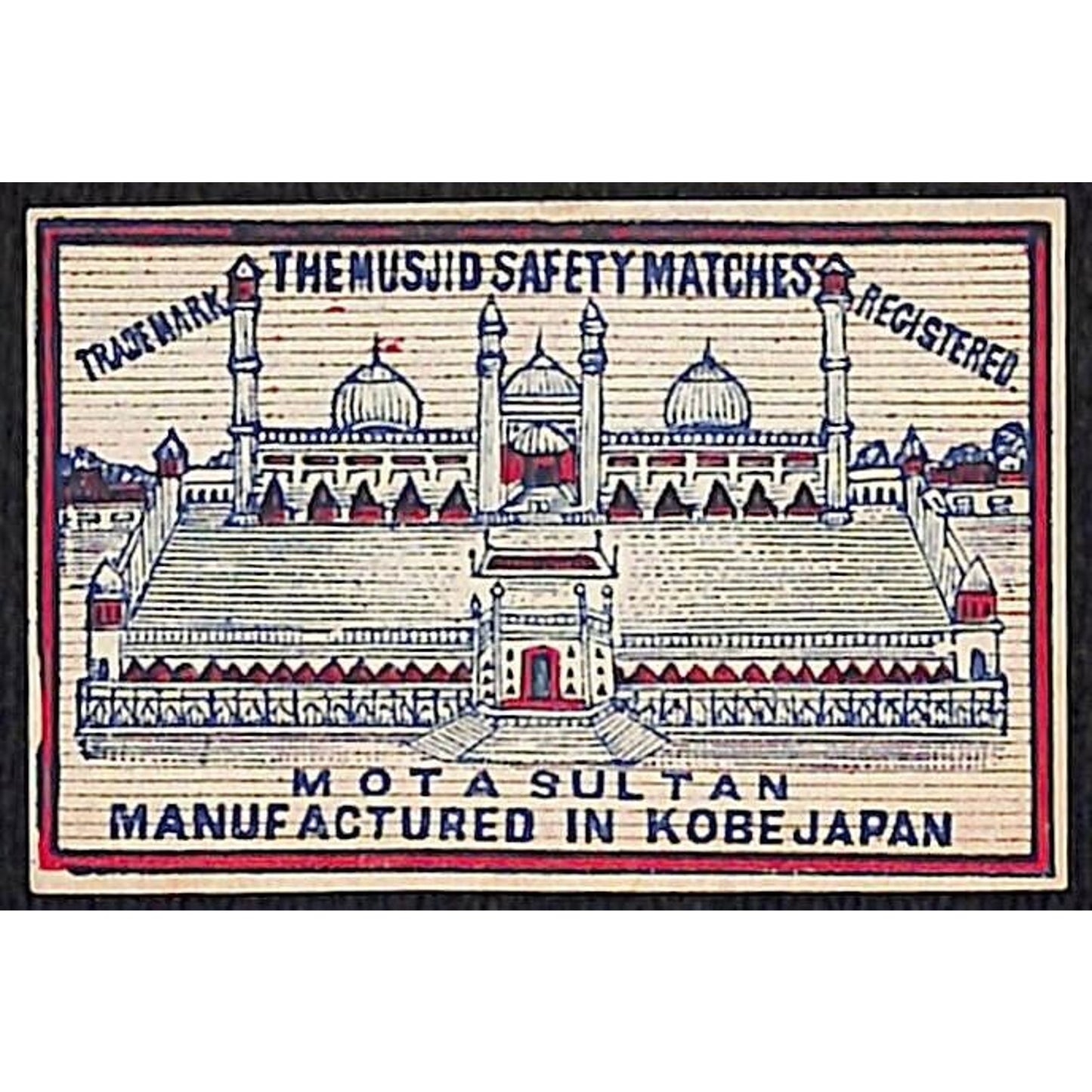 Musjid Mota Sultan Palace Made in Japan c1900-1920's Matchbox Label VGC