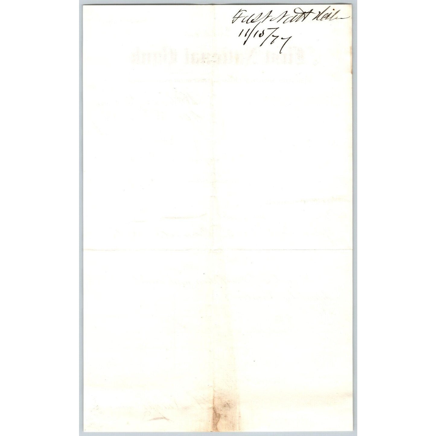 First National Bank Helena, MT 11/12 1877 Payment Advice Henry Elling*