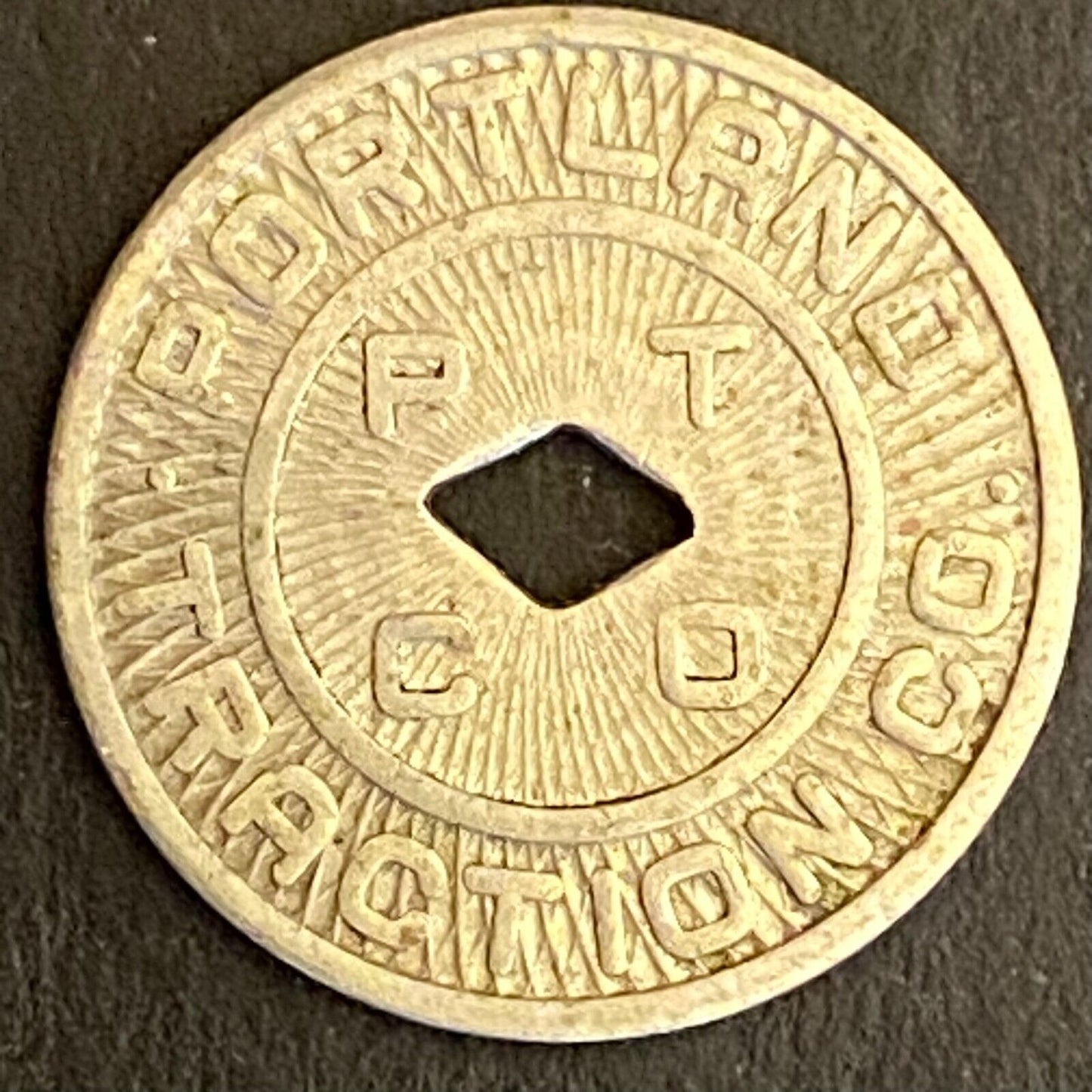 Portland Traction Co G/F One Fare Transit Token 16mm (#2)