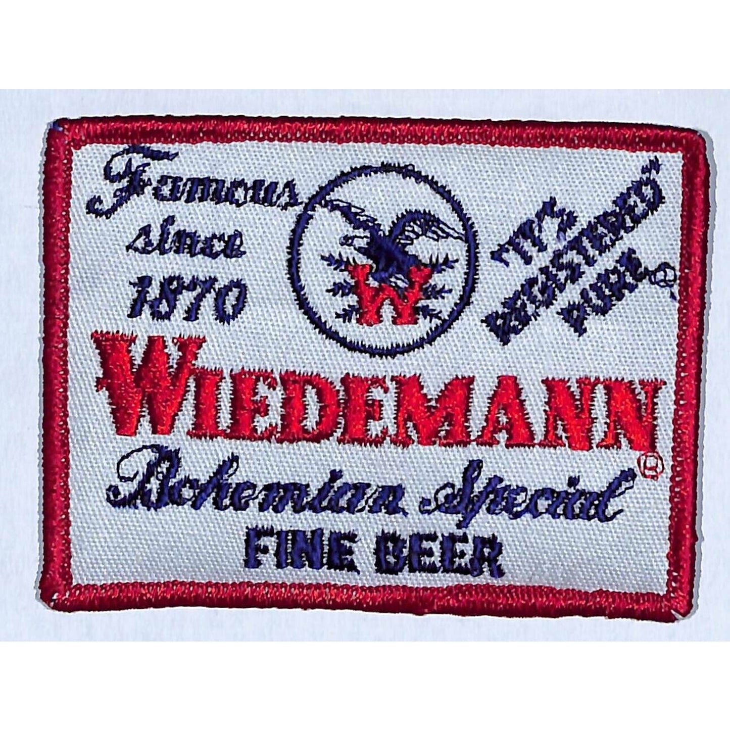 Wiedemann Bohemian Beer Embroidered Patch Vintage 2 3/4" x 3 3/4" (#2) c1970's