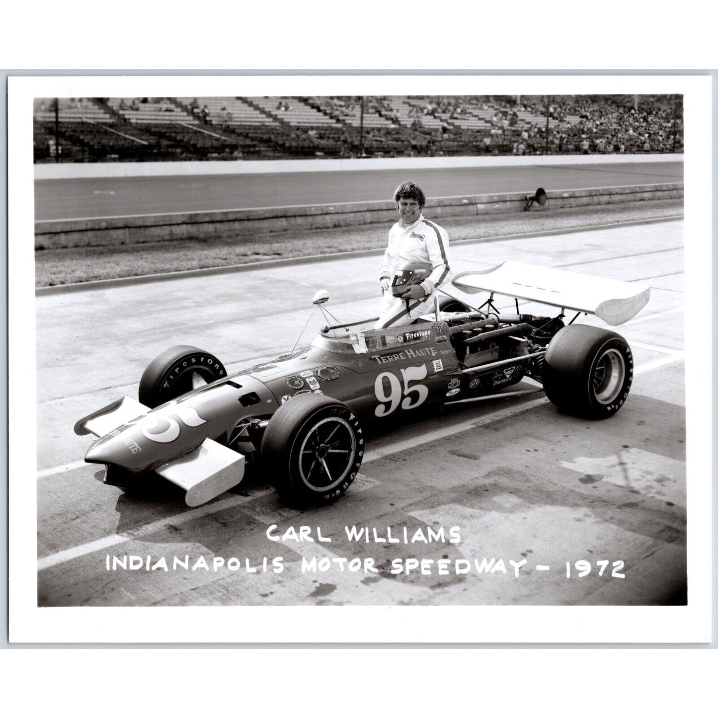 Carl Williams 1972 Indianapolis Motor Speedway 8" x 10" Photo IMS Stamp VGC