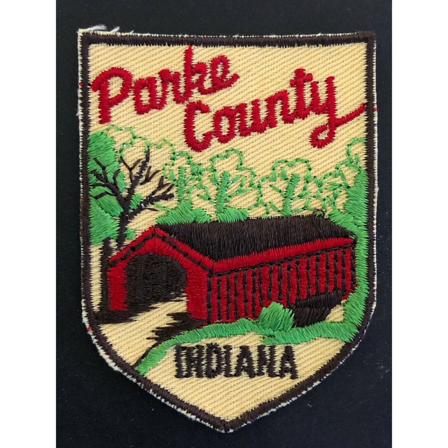 c1970-80's Vintage Machine Stitched Embroidered Patch - Parke County Indiana
