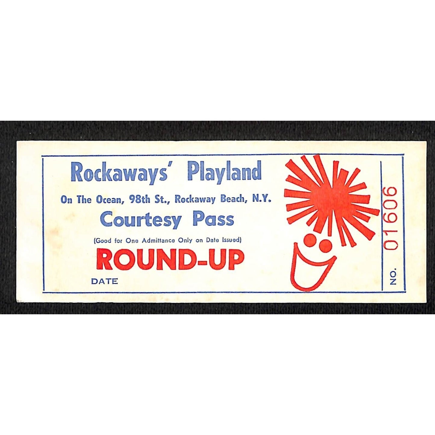 Rockaway's Playland Rockaway Beach, NY Round-Up Courtesy Pass / Ticket