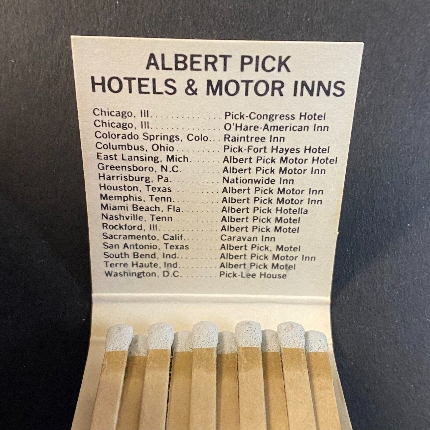 Albert Pick Hotels Motor Inns c1974-1980's Full Matchbook VGC