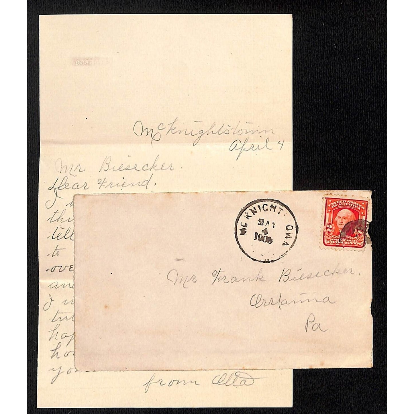 8 1902-03 Mostly "Biesecker / Orrtanna PA" ALS / Correspondence / Letters Covers