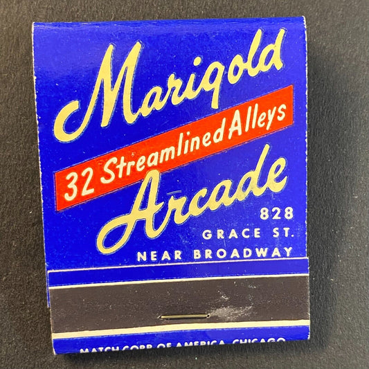 Marigold Arcade Bowling Grace Street Chicago, IL c1950's Full Matchbook VGC