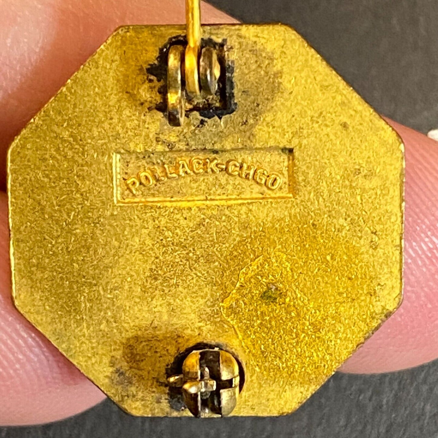 "Volunteer Hospital Service" Enameled Gold Tone Lapel Pin c1930's-40's 20mm VGC
