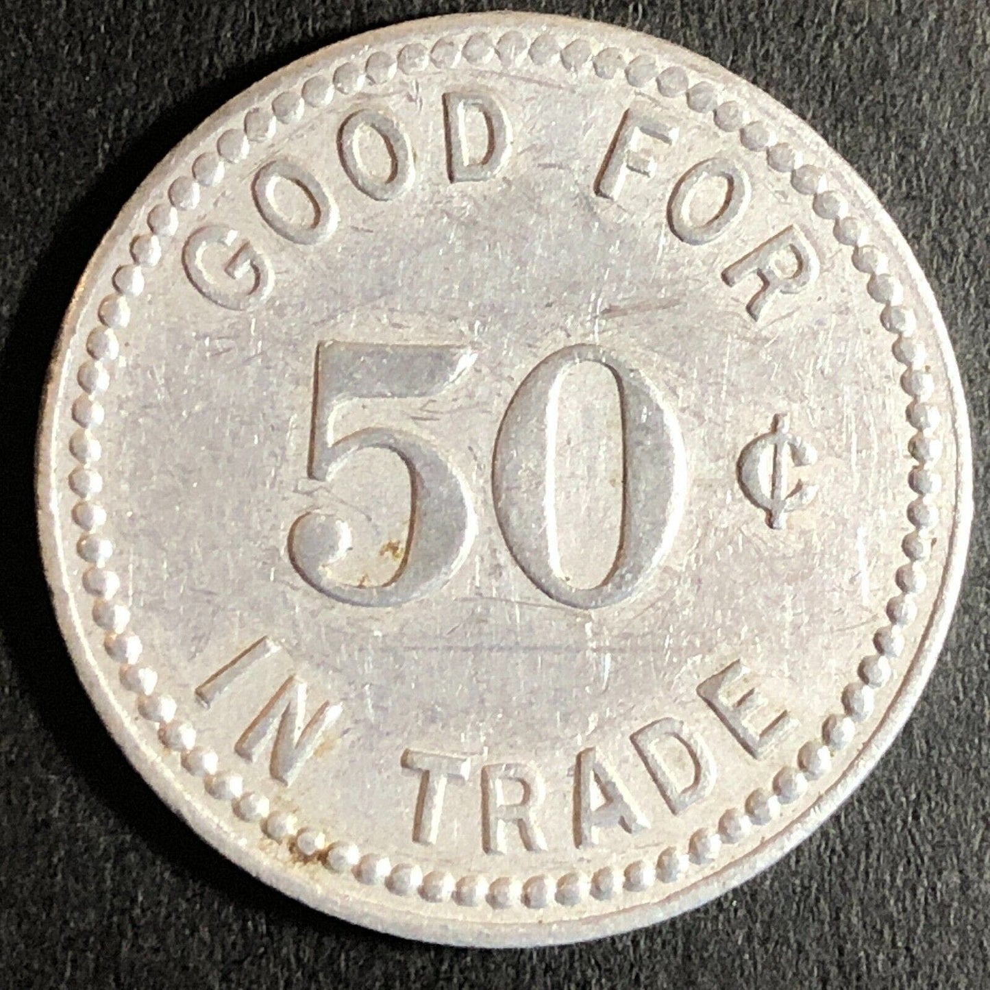 Gridley, IL Von's Grocery Alum G/F 50c Trade Token 28mm c1960's