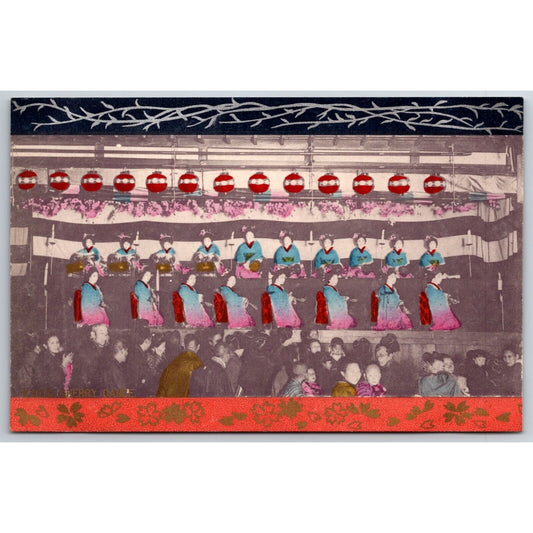 Kyoko Cherry Dance Japanese Postcard Tinted & Gilt Accents RPPC* c1901-07 VGC