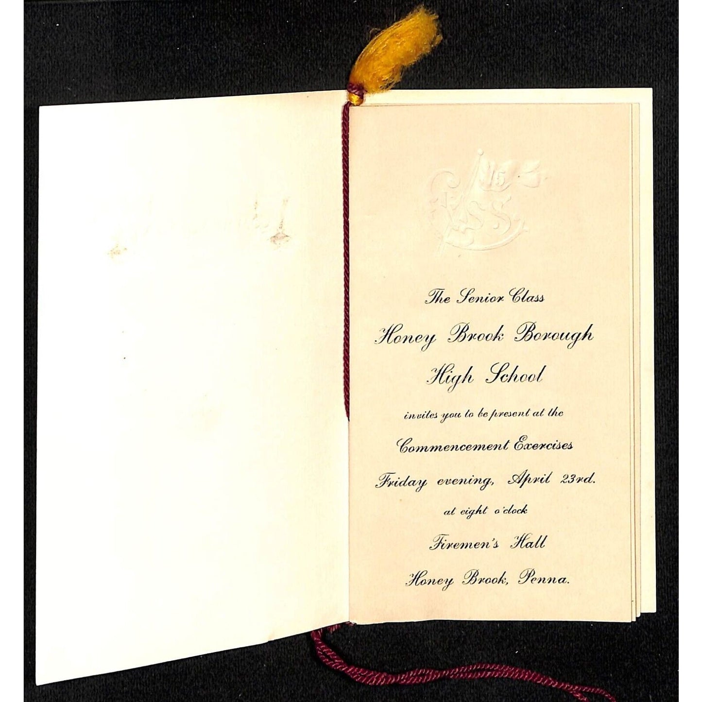 1915 Honey Brook Borough High School Commencement Program PA Ethel Zeigler