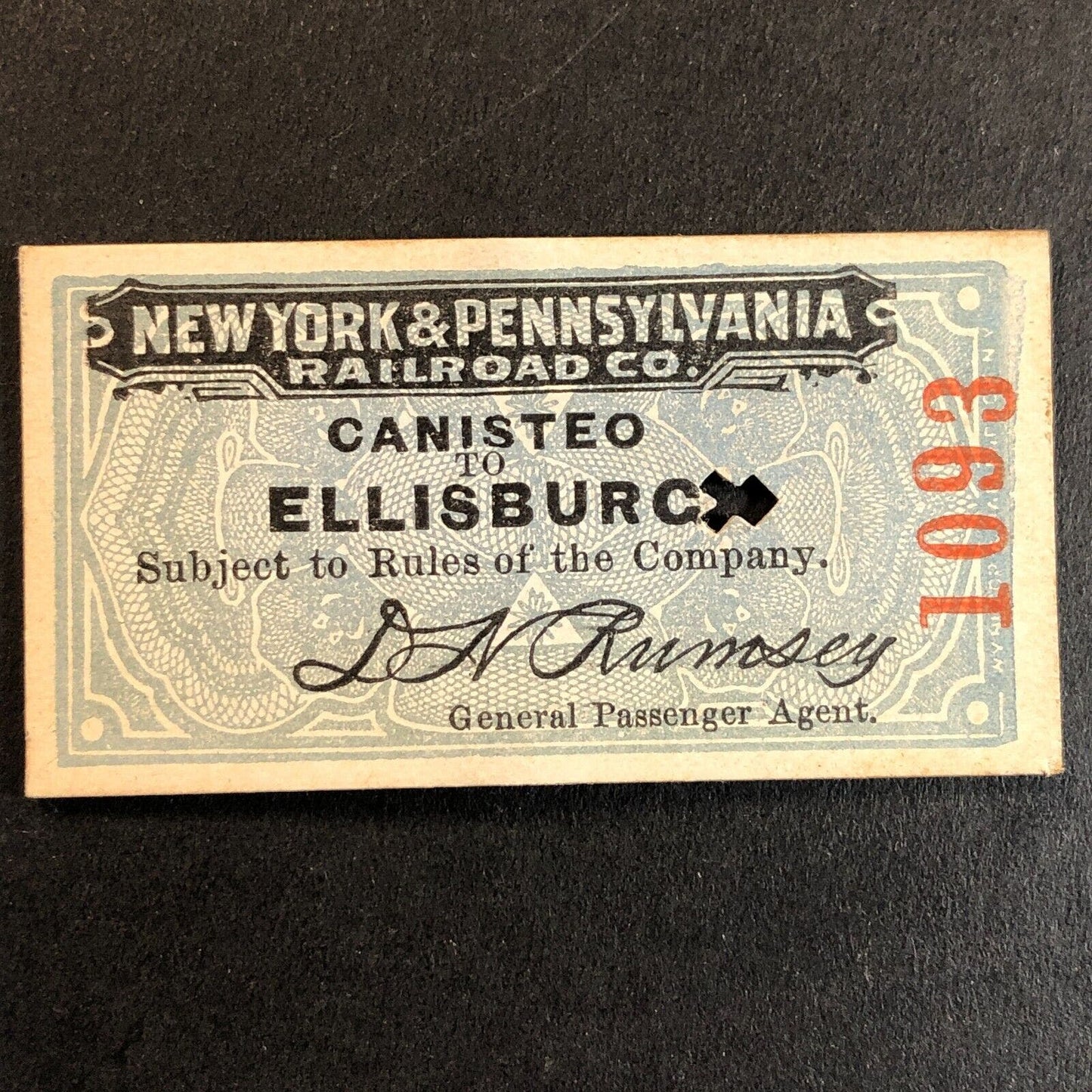 New York & Pennsylvania Railroad July 14 1917 Ellisburg Ticket #1093