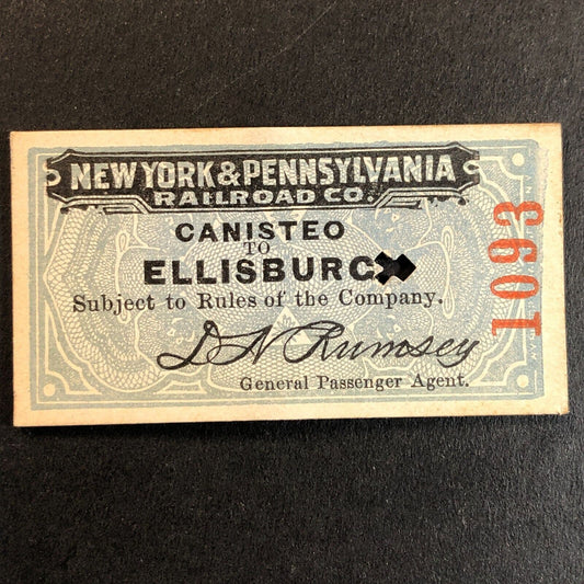 New York & Pennsylvania Railroad July 14 1917 Ellisburg Ticket #1093