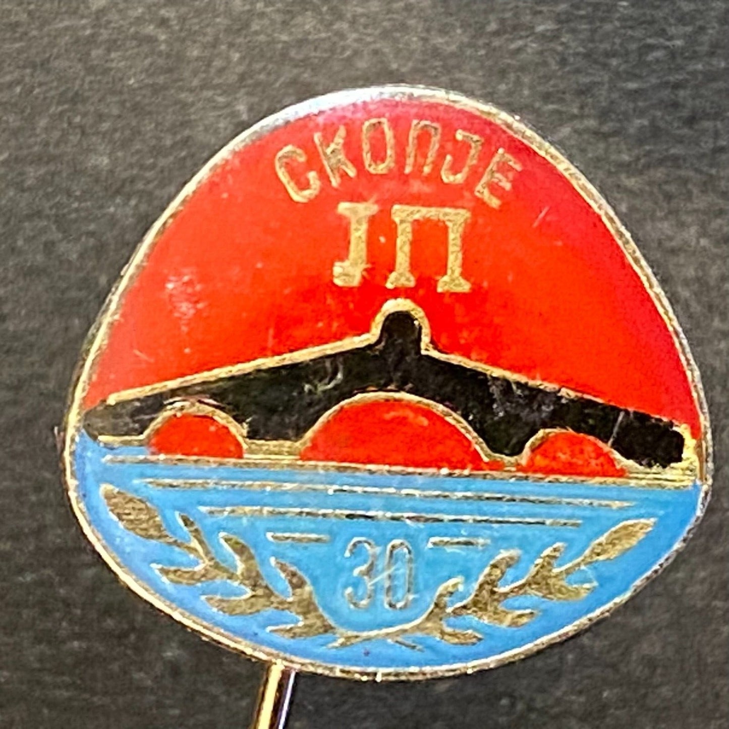 Macedonia Skopje / Ckonje Vintage Enameled Lapel Stick Hat Pin