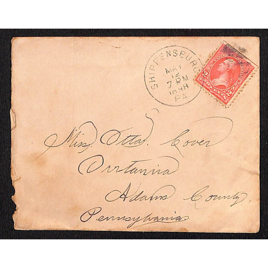 1898 Shippensburg, PA Postmark Cover "Miss. Otay Cover" ? Crossed Flags