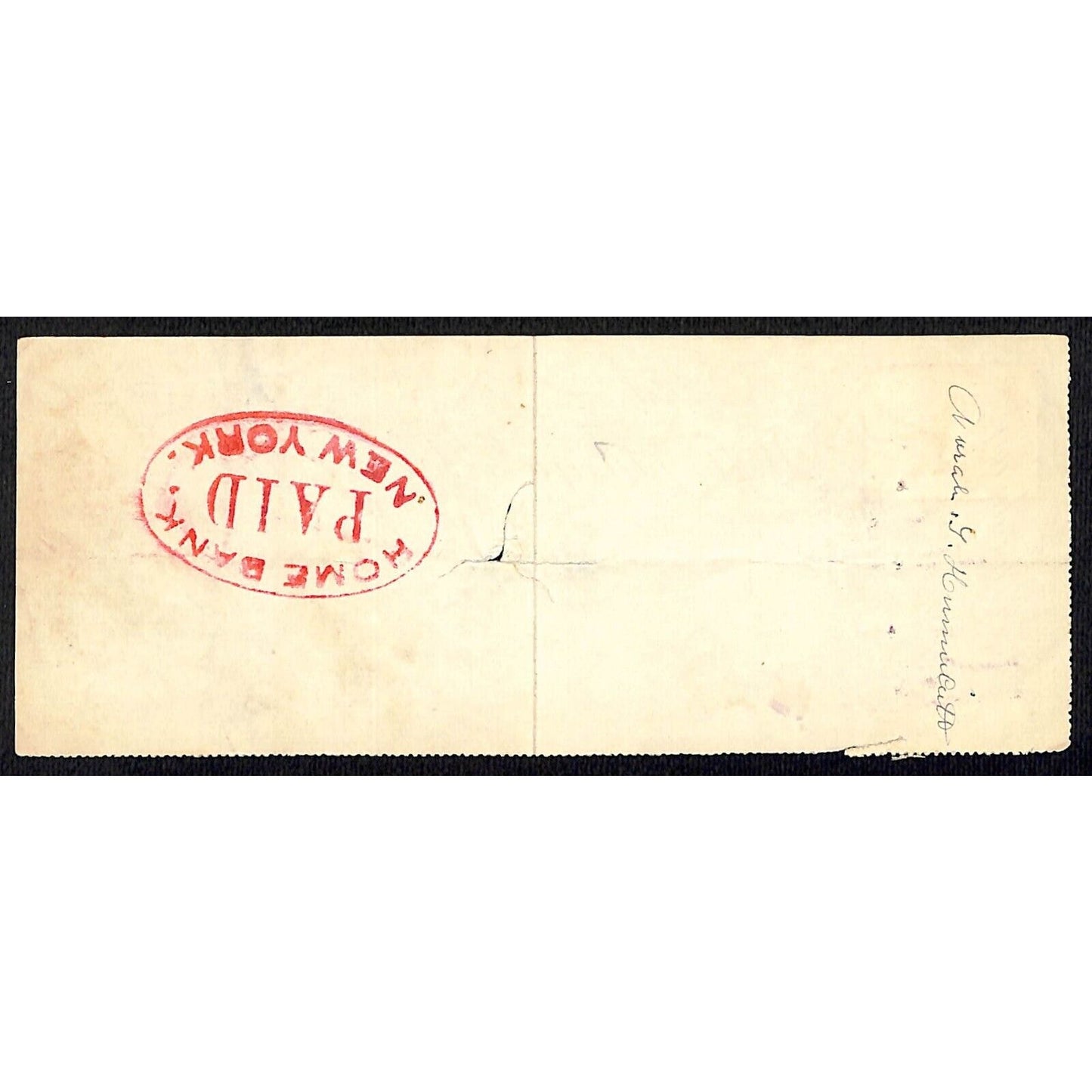 1900 Wells Fargo & Co Bank 63 Broadway NYC Check #68 w/ Rev Stamp L. Hunnicutt