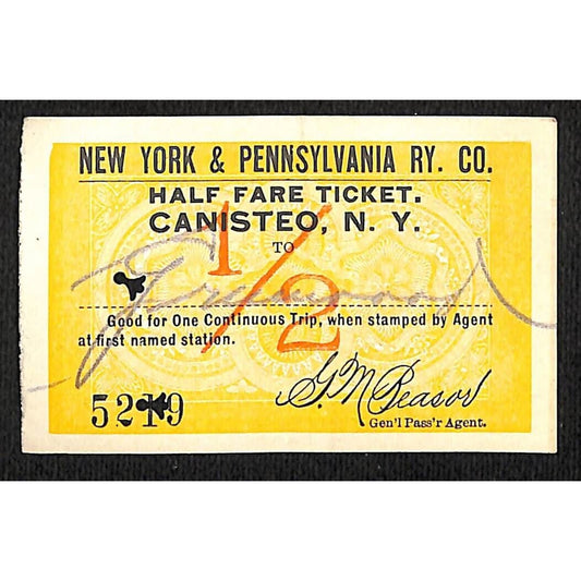 New York & Pennsylvania Railroad RY July 4 1917 Greenwood Ticket #5219