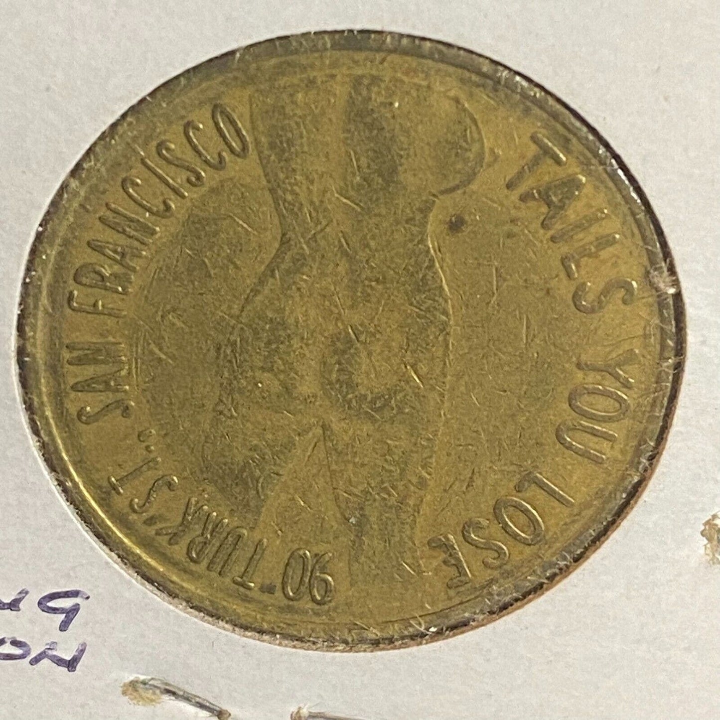 Fantasy in Flesh San Francisco Peep Show Token Brass c1983 25mm Heads / Tails