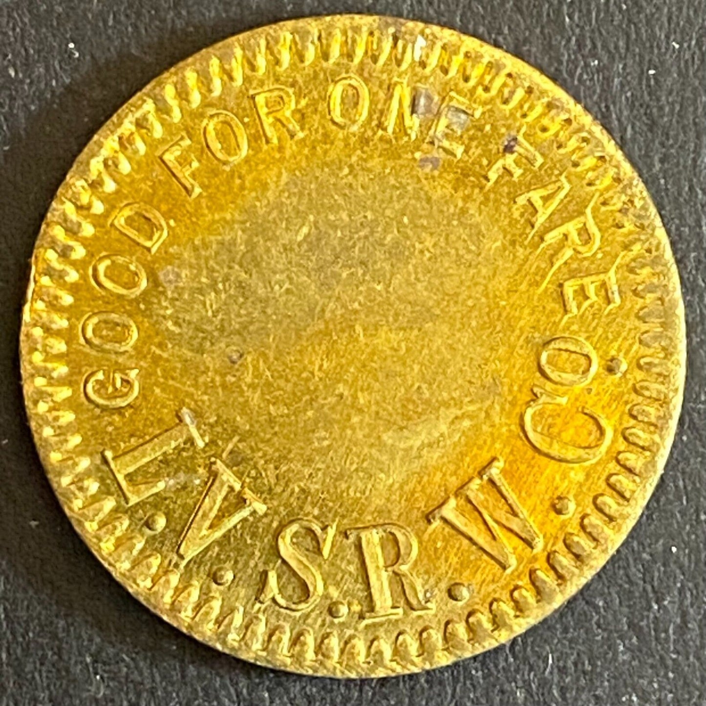 L.V.S.R.W. Co. (Las Vegas, NM) G/F One Fare Token 20mm Streetcar Art Scarce