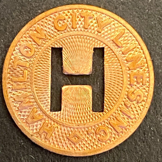 Hamilton City Lines Ohio G/F One Fare Transit Token 16mm