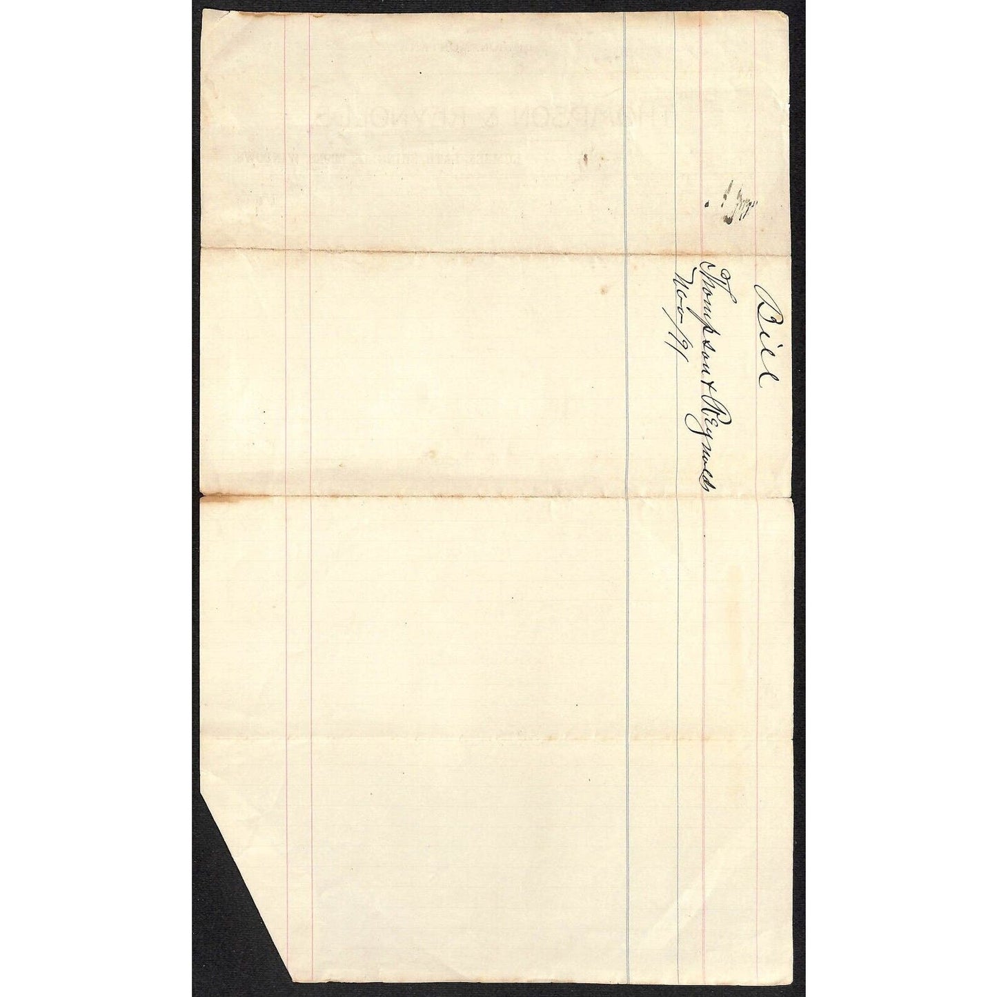 Dillon, MT Thompson & Reynolds Lumber Windows 1891 Billhead R.C. Halliday*