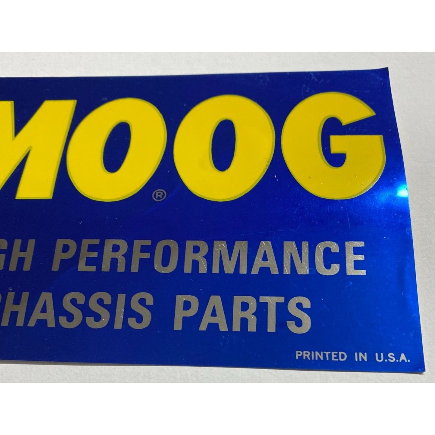 Moog High Performance Chassis Original Sticker Blue Yellow & Mylar c1980's