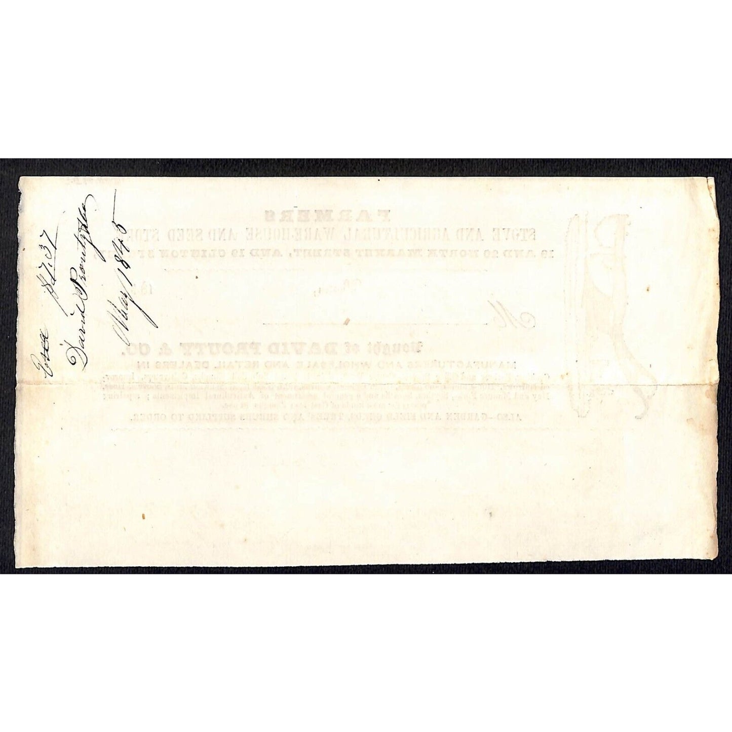 1845 Jabez Knowlton* Newburgh, ME David Prouty & Co. Agricultural Seed Billhead