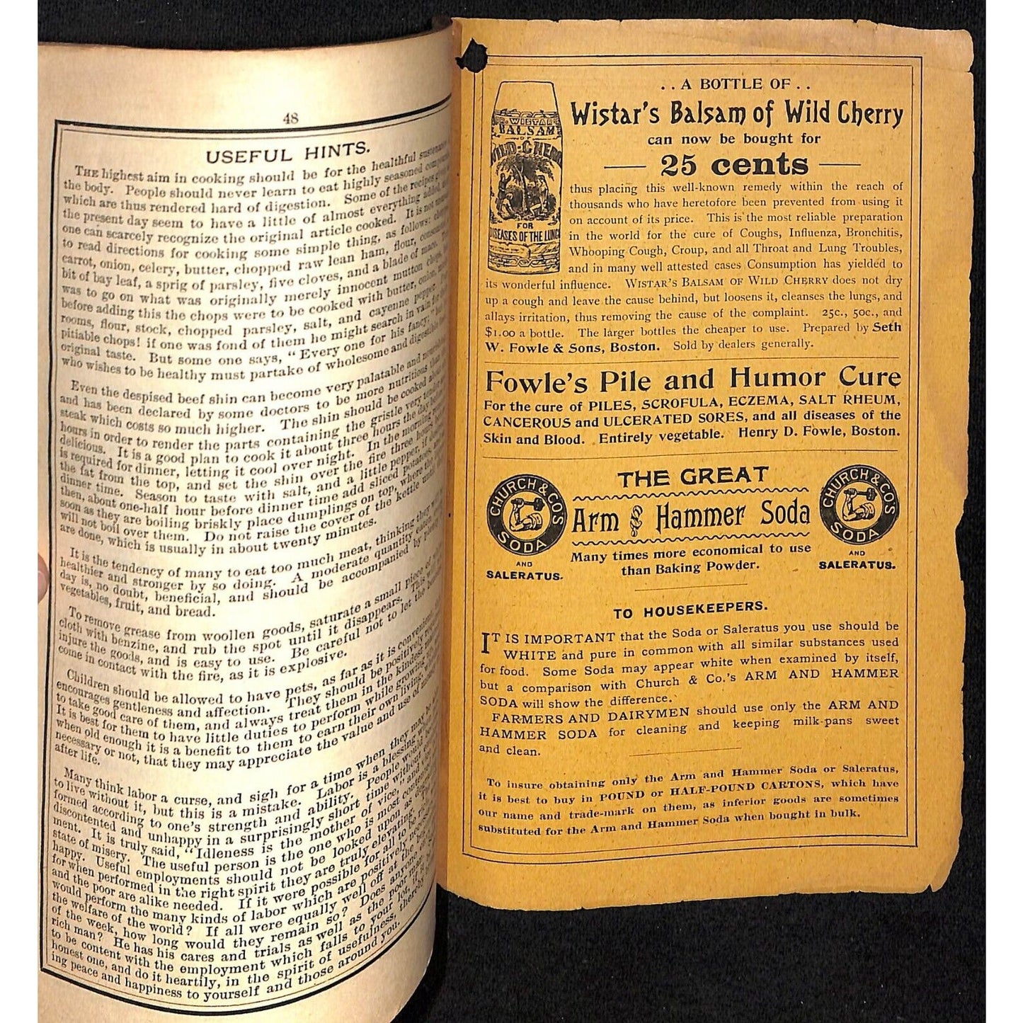 1895 Old Farmer's Almanac 48pp Geo. W. Armstrong, Boston / Arm & Hammer Ad