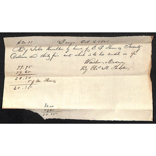 1843 Jabez Knowlton* Newburgh, ME General Store Receipt for / by ??