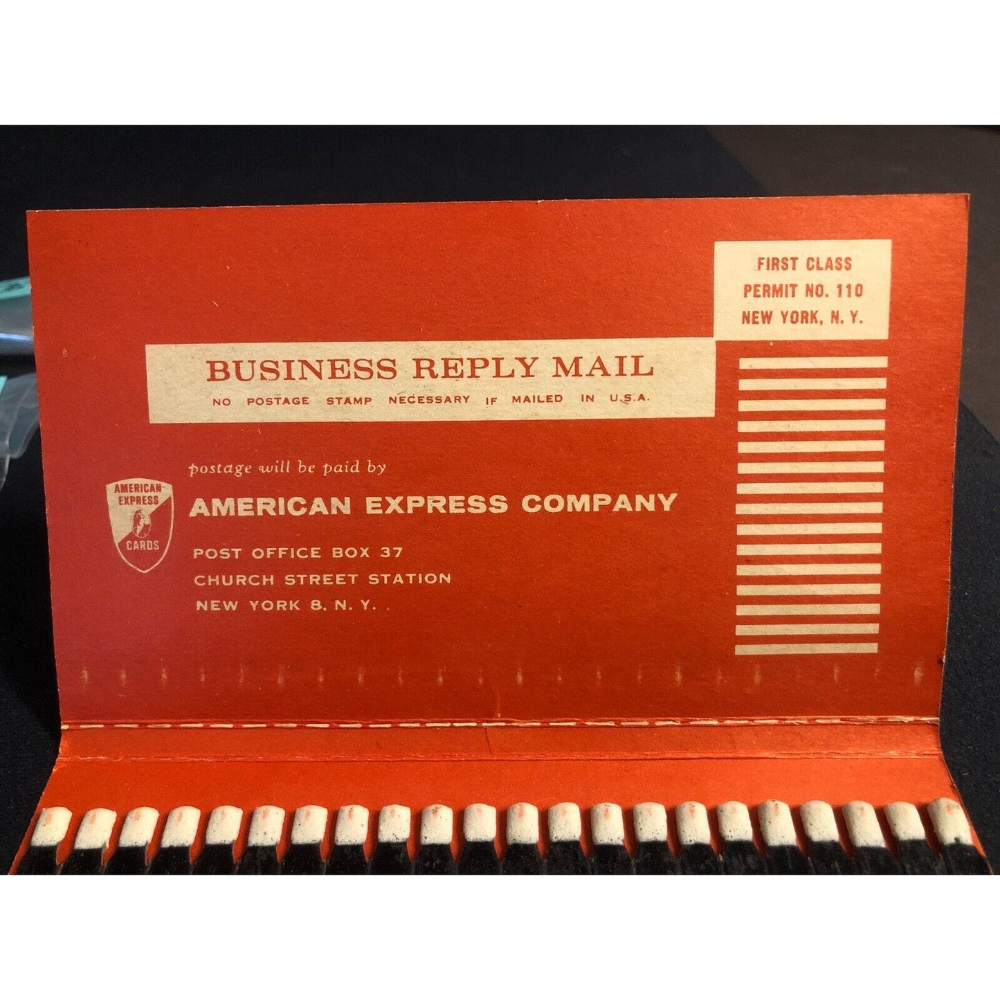 American Express Henry Stampler's NYC Giant Matchbook / Postcard VGC c1960's