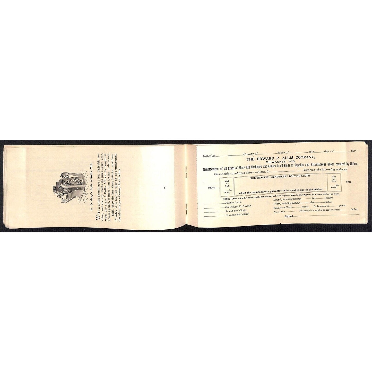 Edward. P. Allis Co. Milwaukee 1890's Wire Cloth Catalog Order Form Booklet 32pp