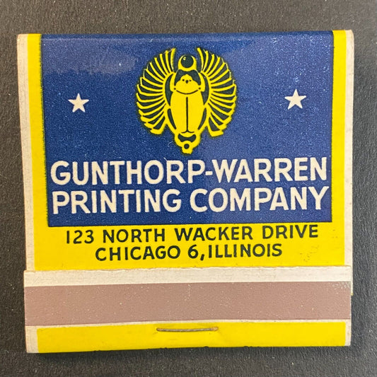 Gunthrop-Warren Printing Co. Chicago c1950's-60's Full Matchbook VGC Scarce
