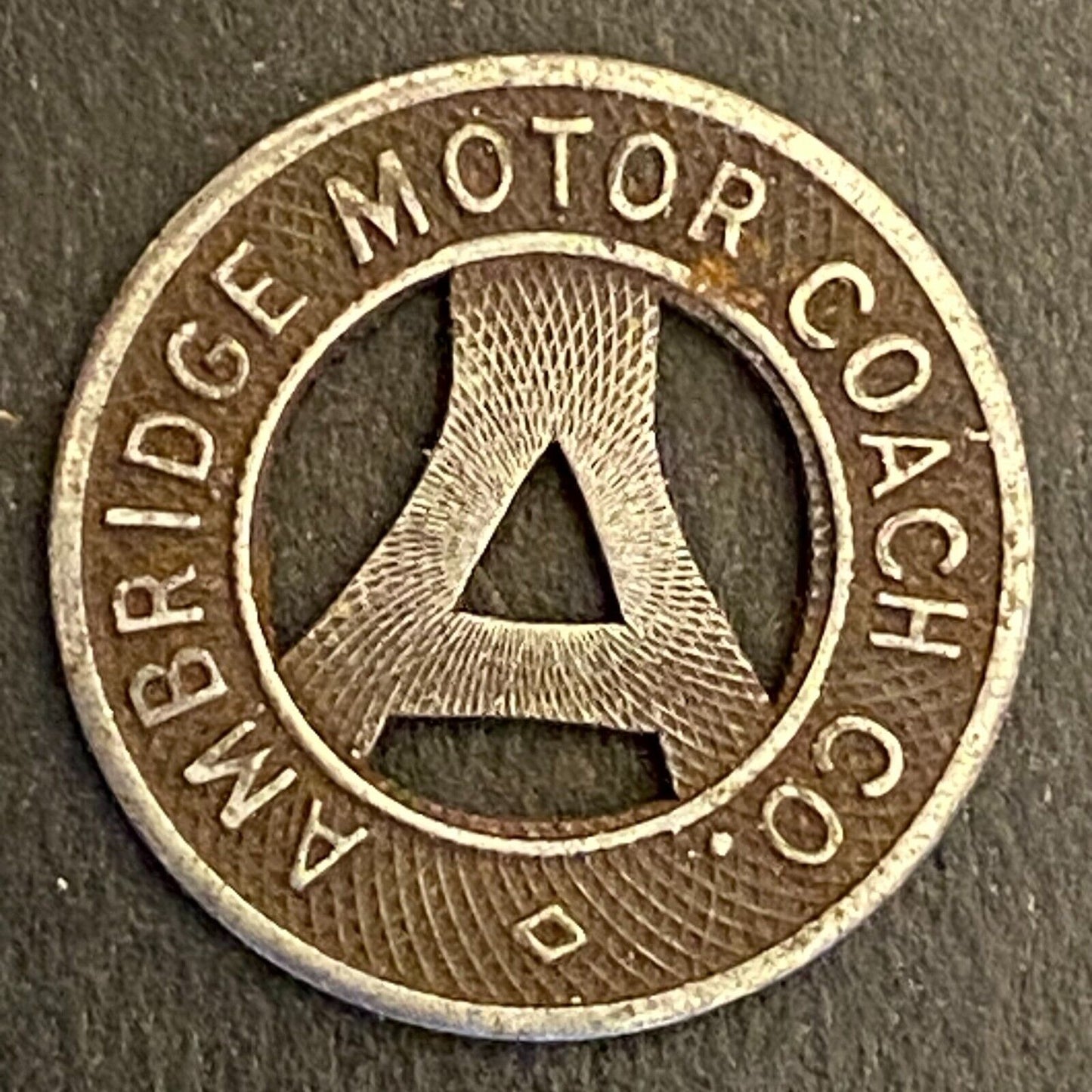 Ambridge Motor Coach (PA) Co G/F One Fare Transit Token 16mm c1944