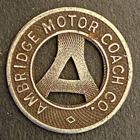 Ambridge Motor Coach (PA) Co G/F One Fare Transit Token 16mm c1944