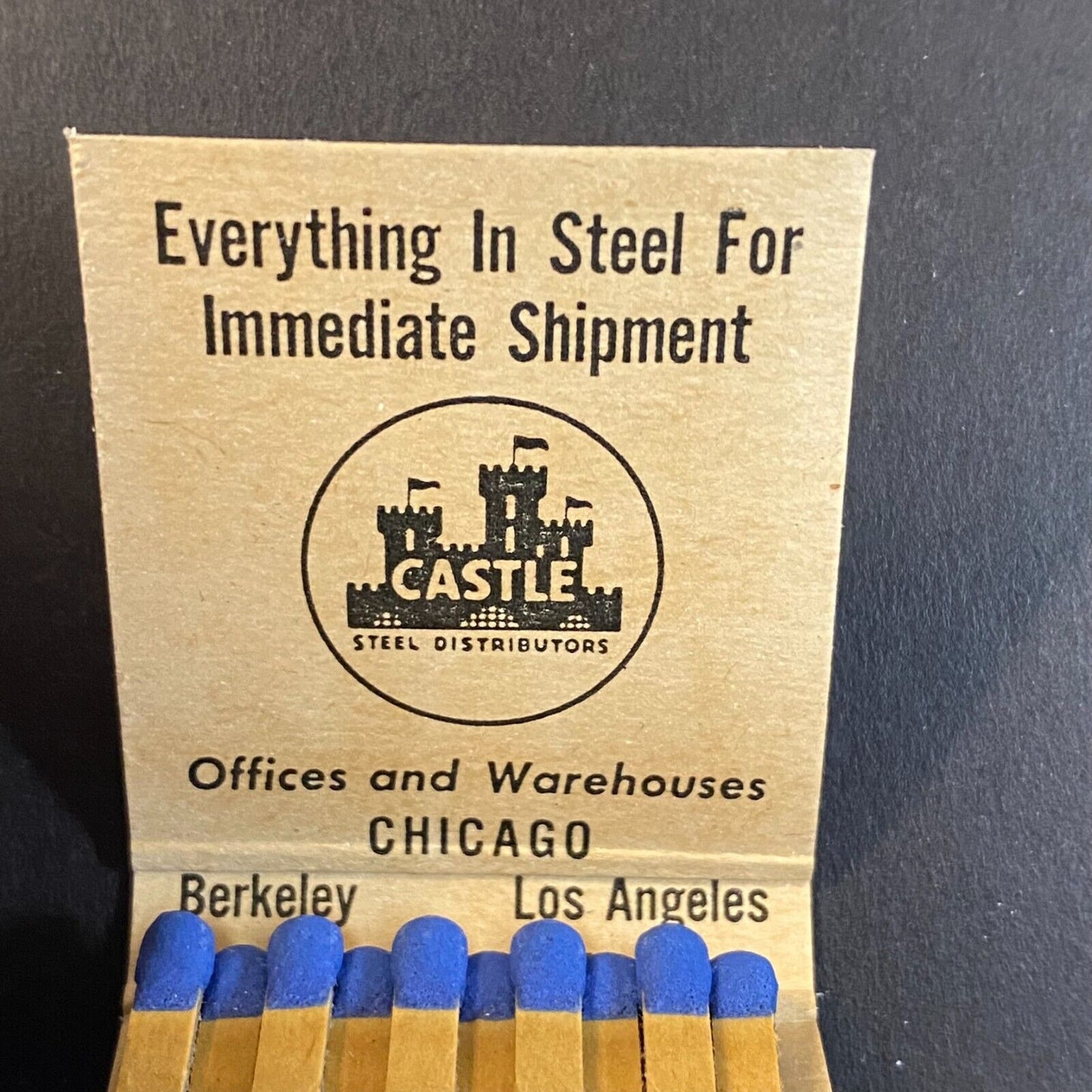 Castle Steel Distributors Chicago Full Matchbook c1950's-60's VGC Scarce