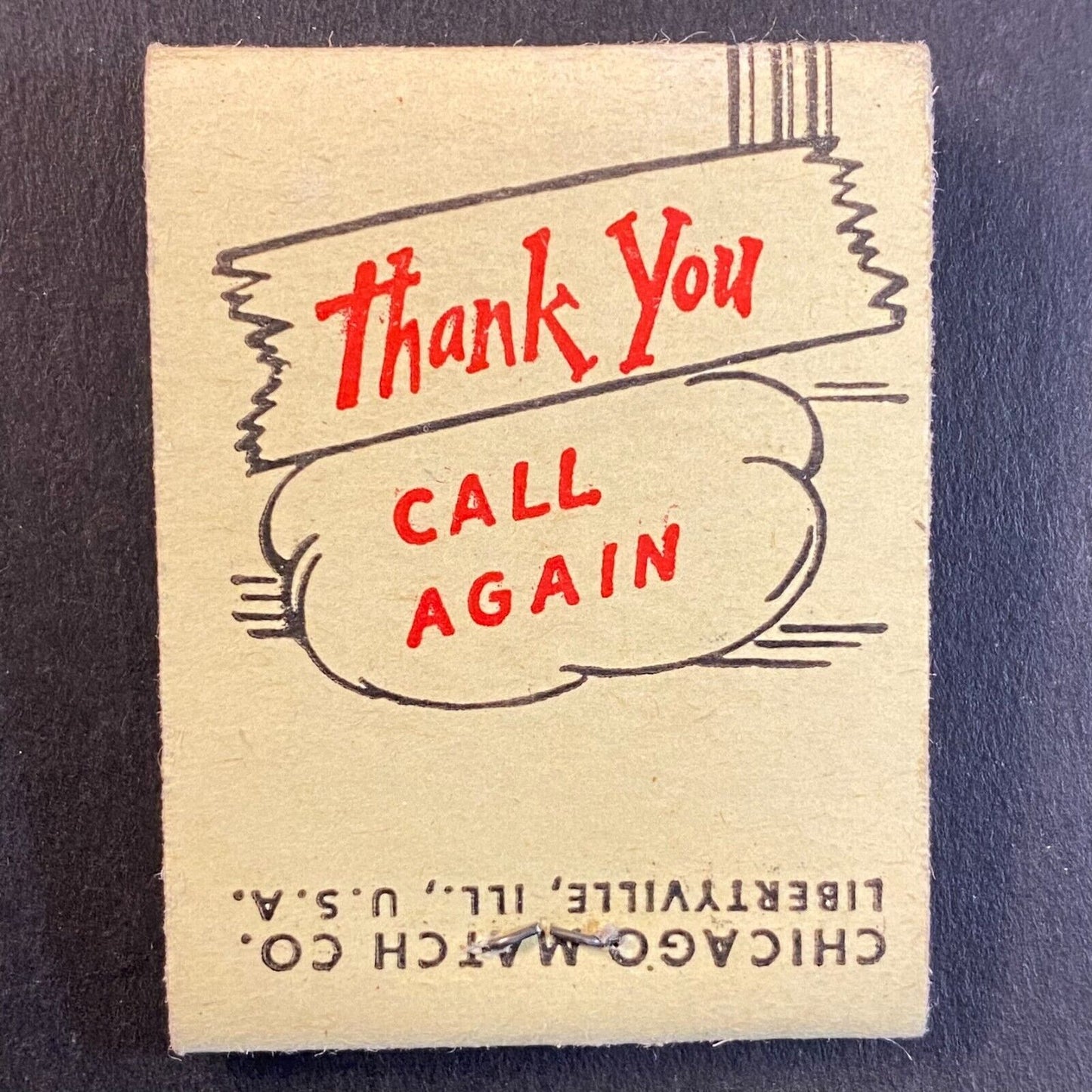 "Thank You Call Again" Chicago Match Co. Full Matchbook c1950's-60's