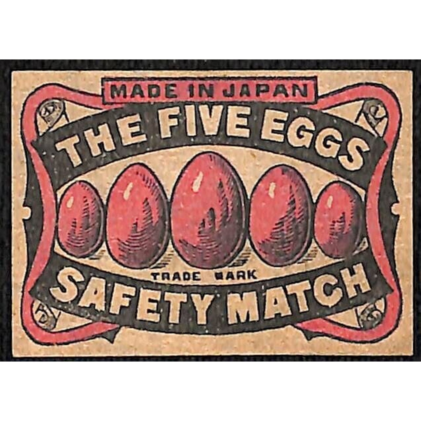 "The Five Eggs" Made in Japan c1900-1920's Matchbox Label VGC